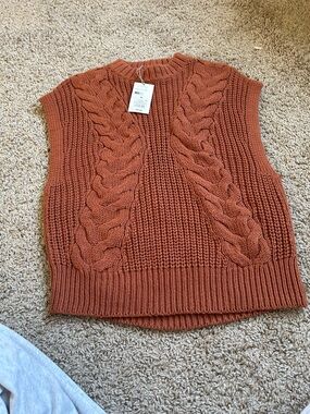 a new day Rust Cable Knit Sleeveless Sweater Vest
